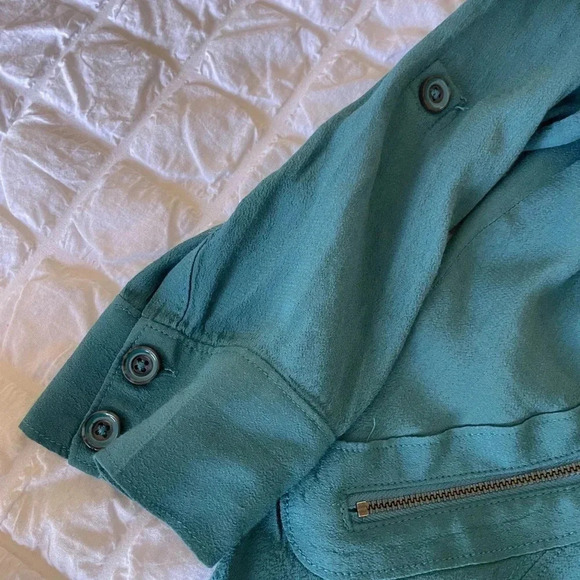 Anthropologie elevenses teal cardigan wrap blazer - Picture 6 of 9